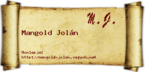 Mangold Jolán névjegykártya